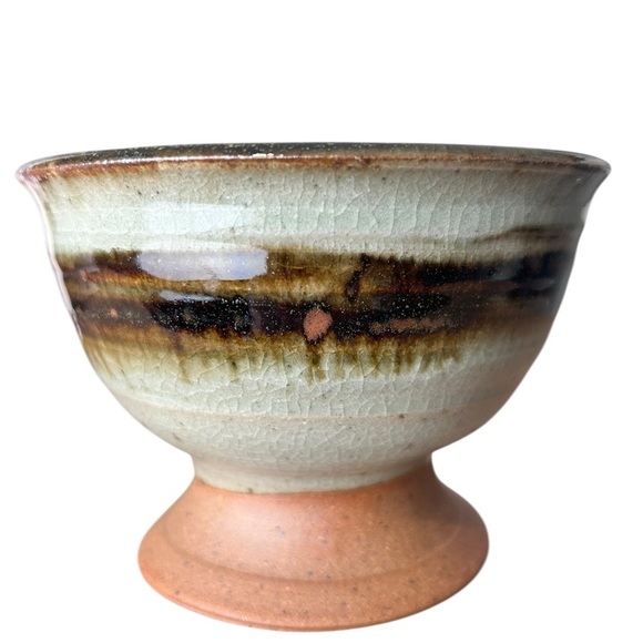 unbranded Other - Handcrafted artisan pottery footed bowl, glazed earthy tones Cottagecore Scandi